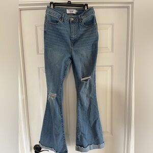Refuge Distressed Blue Flare Jeans- Size 5